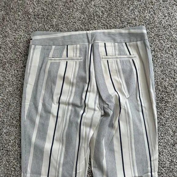 Cartonnier Anthropologie cream & navy blue striped Charlie crop flare pants, 6 - Picture 5 of 14